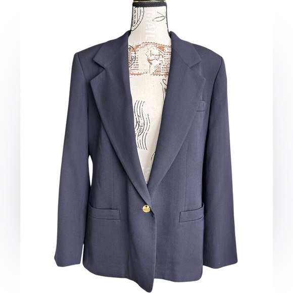 Austin Reed Jackets & Blazers - Austin Reed Vintage Wool Women's Blazer in Deep Blue and Gold Buttons size 12P